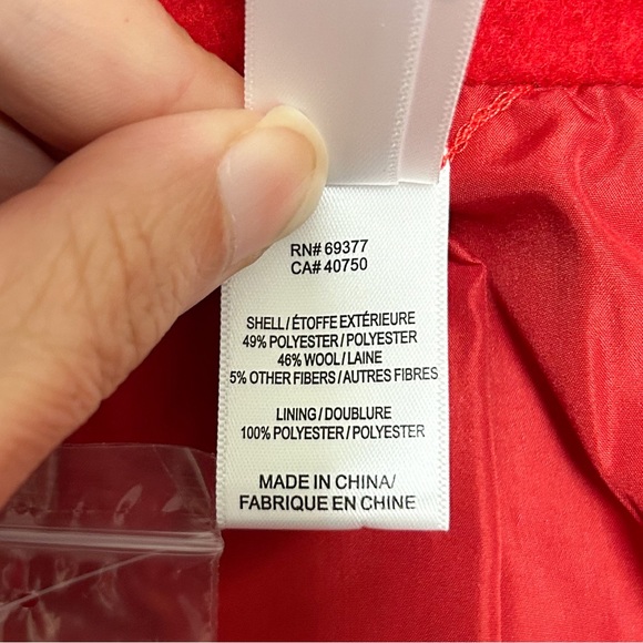 Marla Wynne Layers Red Melton Wool Blend Snap Button Dolman Sleeve Coat Medium - Picture 11 of 12